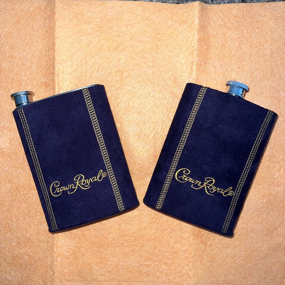Set of 2 Crown Royal Blue/purple Flask Set